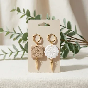 Handmade earrings on display card