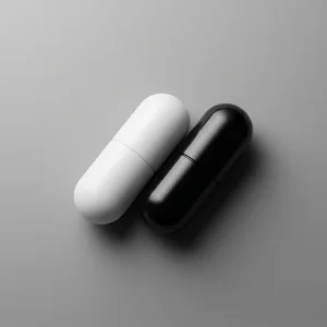 Minimalist black and white capsules