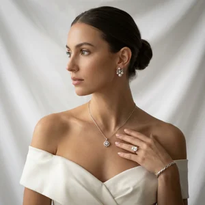 Elegant bridal jewelry on silk