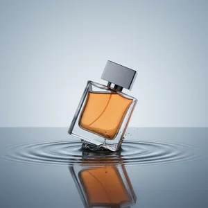 Perfume bottle on water ripples