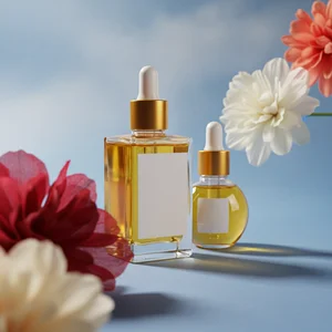 Vibrant floral perfume display