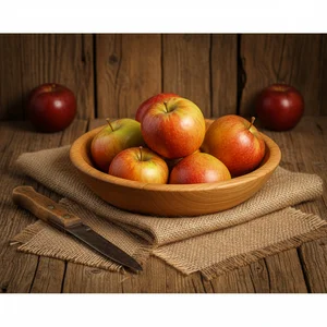 Rustic apples in bowl