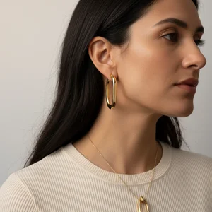 Chic Gold Hoop Earrings & Necklace