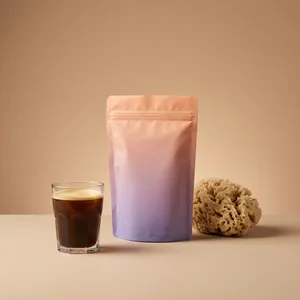 Modern coffee pouch on beige
