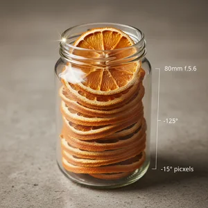 Dried orange slices in jar