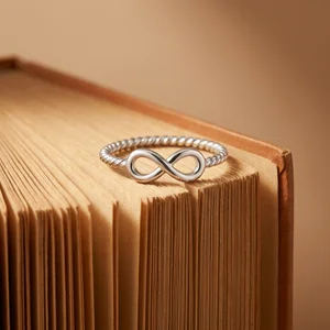 Infinity ring on vintage book