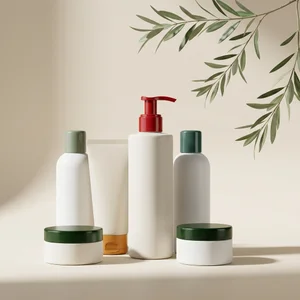 Natural skincare collection on beige