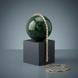 Luxury jewelry on marble sphere