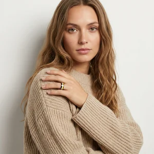 Cozy knitwear and layered ring