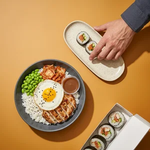 Asian fusion meal spread