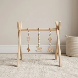 Minimalist wooden baby play gym