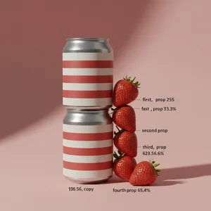 Stacked cans with fresh strawberries