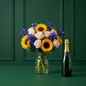 Summer bouquet with champagne