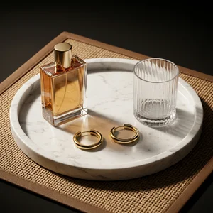 Luxury perfume and jewelry on marble
