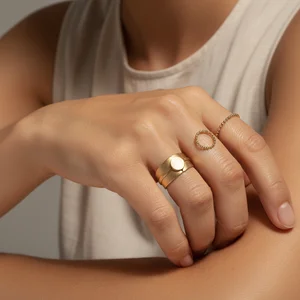 Subtle gold rings on hand
