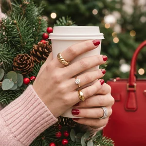 Festive coffee and jewelry