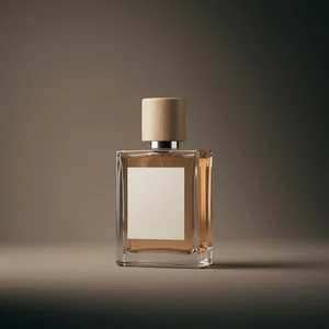 Elegant perfume bottle with wood cap