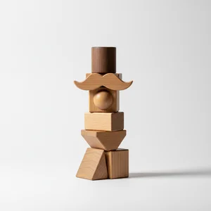 Playful Stacked Wooden Blocks