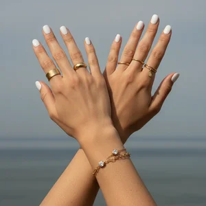 Celestial-inspired jewelry hands