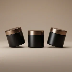 Sleek black jars on beige
