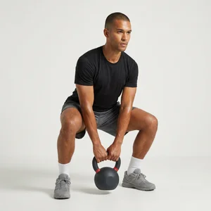 Male model kettlebell workout
