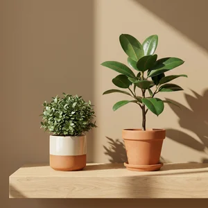 Minimalist plants with window shadows