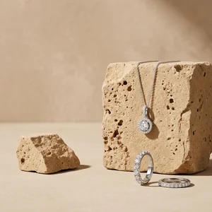 Diamond jewelry on natural stone