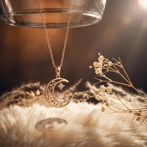 Magic crescent moon necklace scene