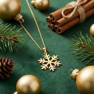 Festive gold snowflake necklace