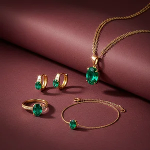 Radiant emerald jewellery set