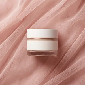 Elegant skincare on pink tulle