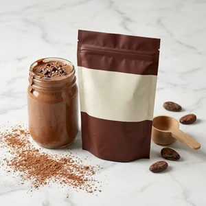 Healthy cocoa smoothie on marble