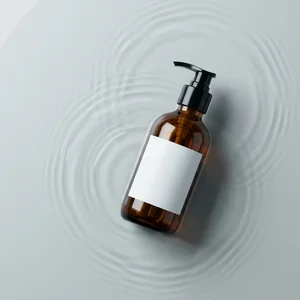 Amber bottle with water ripple