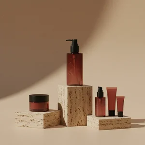 Skincare on textured stone blocks