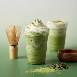Iced matcha latte with props