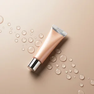 Fresh cosmetic tube with water droplets
