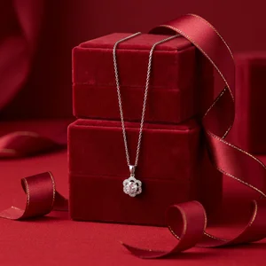 Festive diamond necklace on red velvet