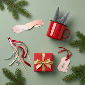 Festive Christmas flat lay with mug