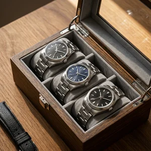 Luxury watches in wooden case