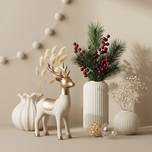 Festive winter home decor vignette