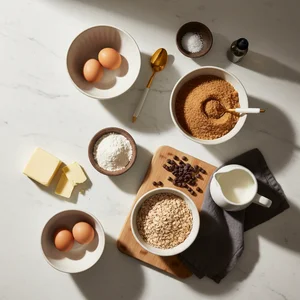 Baking ingredients flat lay