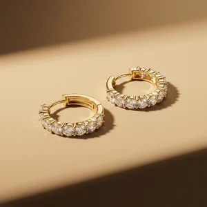 Sparkling gold diamond hoops