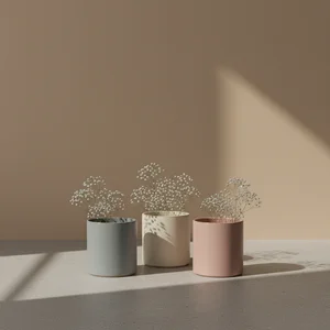 Pastel ceramic mugs with flowers