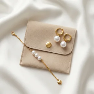 Elegant pearl jewelry set & pouch