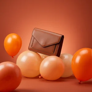 Festive clutch on orange balloons