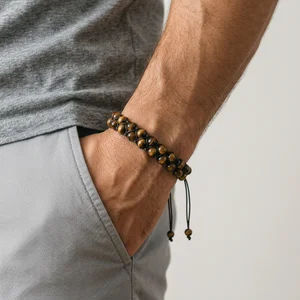 Men's tiger's eye bracelet on model