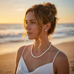 Radiant pearls at sunset beach