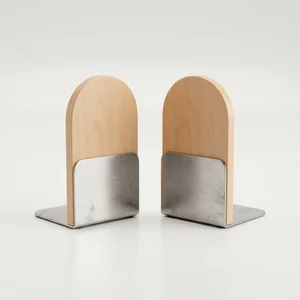 Modern wood and metal bookends