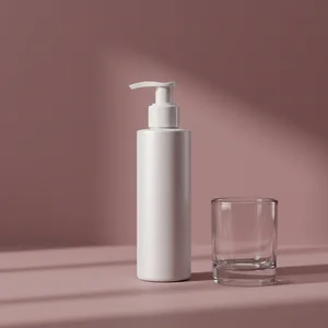 Minimalist skincare on pink