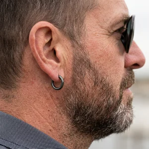 Men's matte black hoop earring